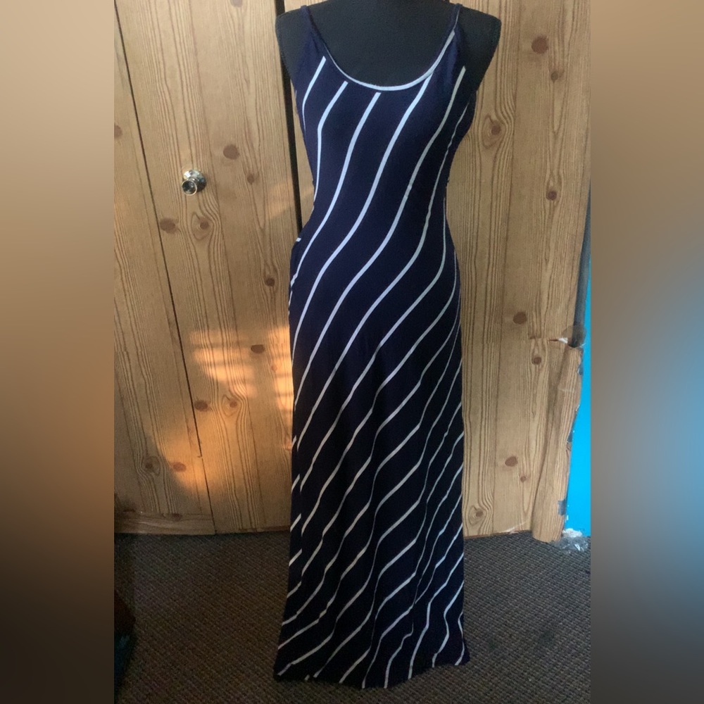 Stripped navy blue and white sundress
